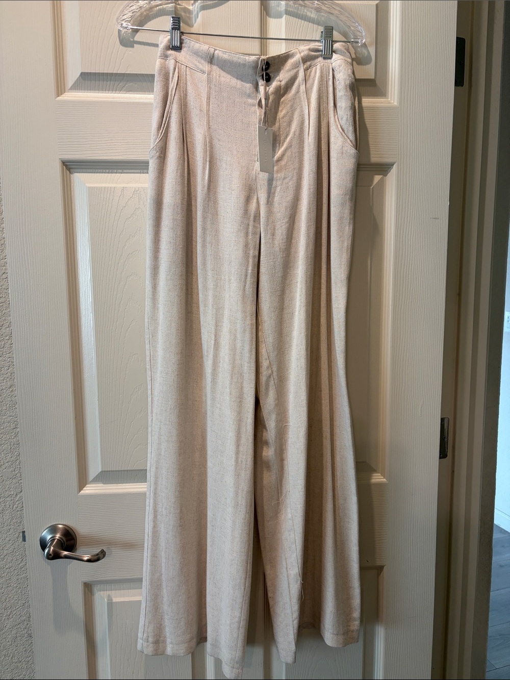 JLUXLABEL Cream Wide-Leg High-Rise Linen Pants